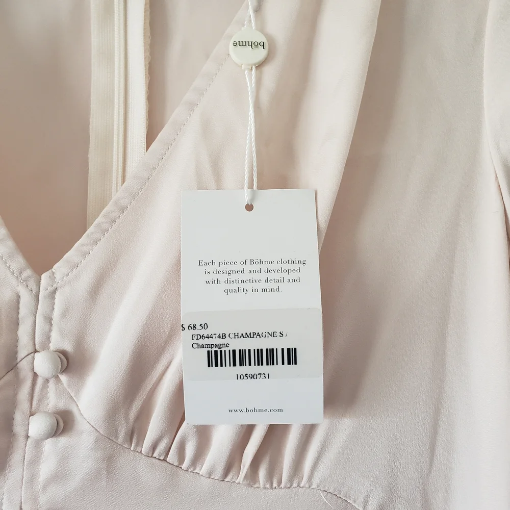 Böhme Emersyn Dress Champagne V-Neck Silky Flow Elopement Gown - Picture 9 of 13